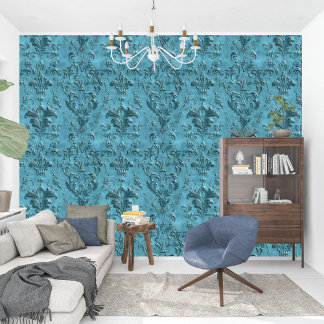 Elegant Damask Donker Turquoise Barok Behang
