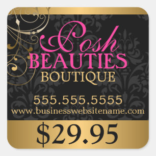 Elegant Damask en Gold Swirls Price Label