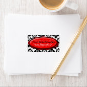 Élégant Damask Étiquettes Red Baking (En situation)