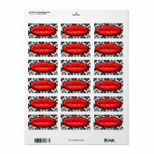 Élégant Damask Étiquettes Red Baking (Feuille entière)