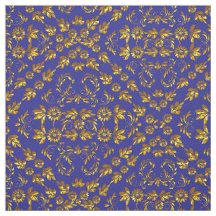 Elegant Damask Fabric Navy Blue Stof