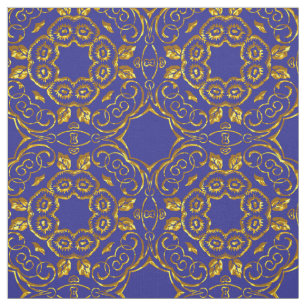 Elegant Damask Fabric Navy Blue Stof