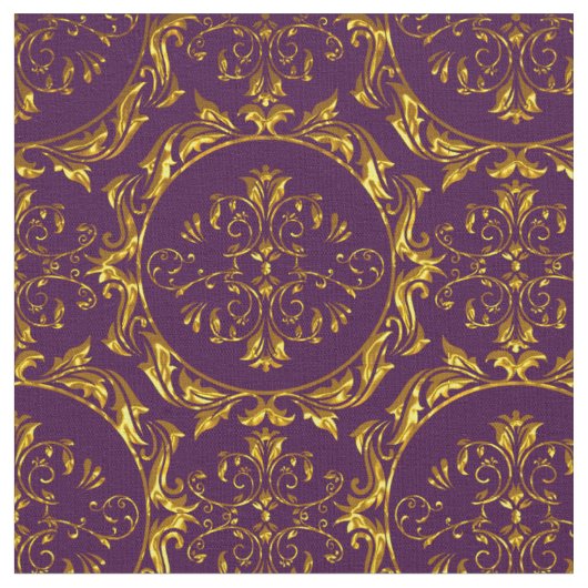 Elegant Damask Fabric Paars Stof (Close Up)