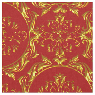 Elegant Damask Fabric Red Stof