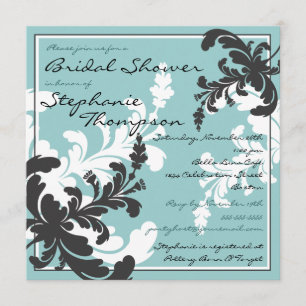 Elegant Damask Floral Bridal Shower Invitation Kaart