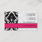 Elegant Damask Floral Pattern Modern Stijlvol Roze Visitekaartje (Achterkant)
