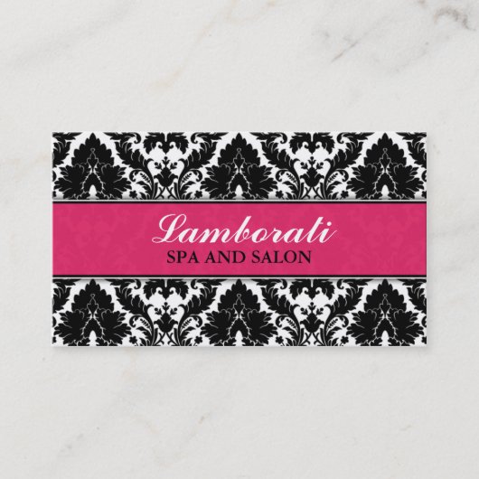 Elegant Damask Floral Pattern roze Modern Stijlvol Visitekaartje (Voorkant)