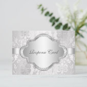 Elégant Damask Floral Swirl Argent RSVP (Debout devant)