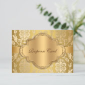 Elégant Damask Floral Swirl Gold Anniversaire RSVP (Debout devant)