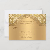 Elégant Damask Floral Swirl Gold Anniversaire RSVP (Dos)
