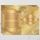 Élégant Damask Floral Swirl Gold Programme (Devant / Derrière)