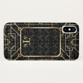 Elegant Damask Gold Art Deco Custom Monogram Case-Mate iPhone Case (Achterkant (horizontaal))