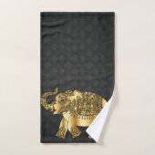 Elégant Damask Gold Paisley Elephant (Serviette à main)
