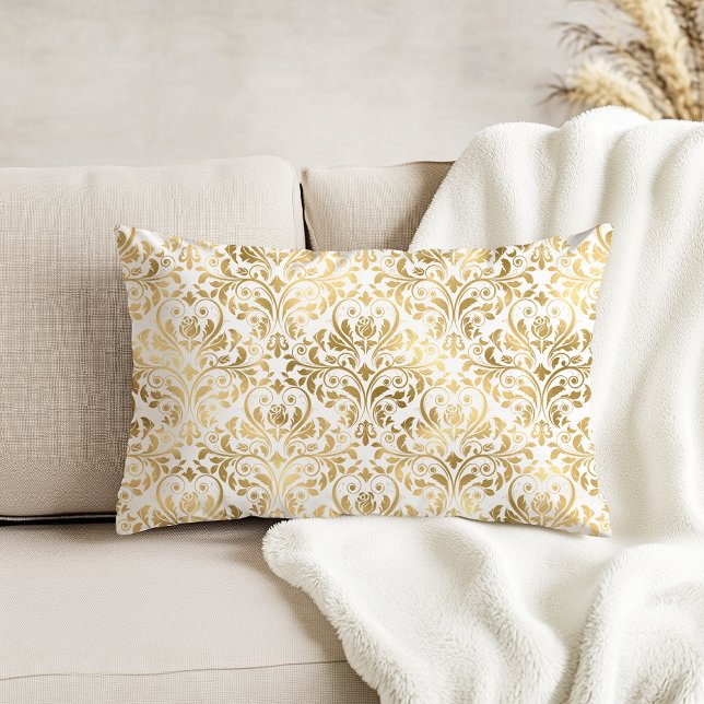 Elegant  Damask Gold White Sierkussen Accent Kussen (Creator heeft geüpload)