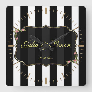 Elegant Damask Golden Design Custom Monogram Vierkante Klok