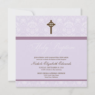 Elegant Damask Heilige Baptisme Uitnodiging (laven