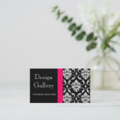Elegant Damask Interior Designer Visitekaartje (Staand voorkant)