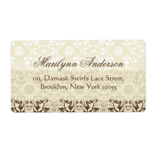 Elegant Damask Lace Floral Vintage Wedding Address Etiket