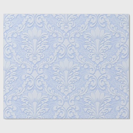 Elegant Damask light blue Cadeaupapier (Vlak)