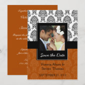 Elégant Damask Lovers Faire-part de mariage (Brown (Devant / Derrière)