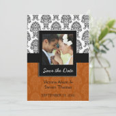 Elegant Damask Lovers Wedding Invitation (bruin) Save The Date (Staand voorkant)
