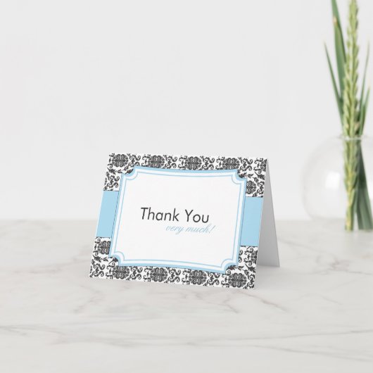 Elegant Damask Merci Cartes (Devant)