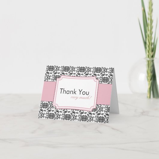Elegant Damask Merci Cartes (Devant)