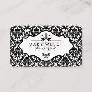 Elegant Damask met Monogram (afsprakenkaart) Afsprakenkaartje