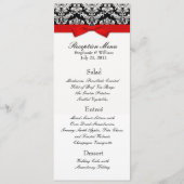 Elegant Damask met Red Bow Reception Menu (Voorkant)