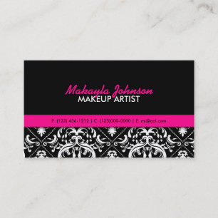 Elegant Damask Modern & Stylish Makeup Artist Visitekaartje
