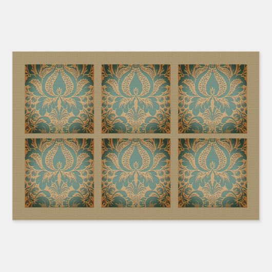 Elegant Damask Moederdag Inpakpapier Vel (Voorkant)