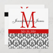 Élégant Damask Monogram Faire-part de mariage Roug (Devant / Derrière)