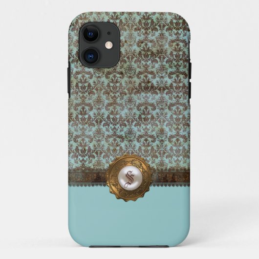 Elegant  Damask Monogram iPhone 5 Hoesje (Achterkant)