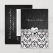 Elégant Damask Monogram Wedding Carte RSVP (Devant / Derrière)