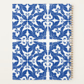 Élégant Damask Monogramme Bleu Vintage (Dos)