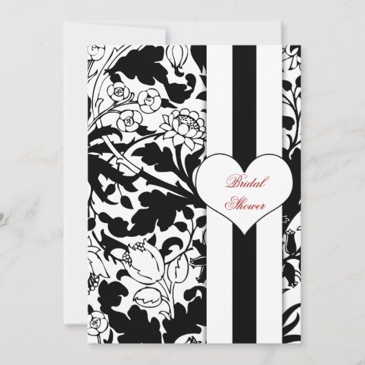 élégant damask noir&blanc invitation de douche nup (Devant)