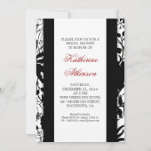 élégant damask noir&blanc invitation de douche nup (Dos)