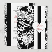 élégant damask noir&blanc invitation de douche nup (Devant / Derrière)