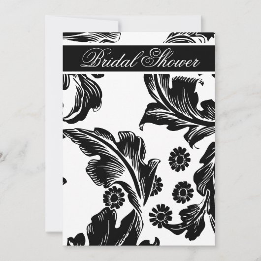 élégant damask noir & blanc invitations de douche (Devant)