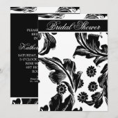 élégant damask noir & blanc invitations de douche (Devant / Derrière)