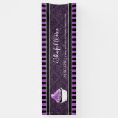 Elegant Damask Paars Cupcake bakkerij Spandoek (Verticaal)