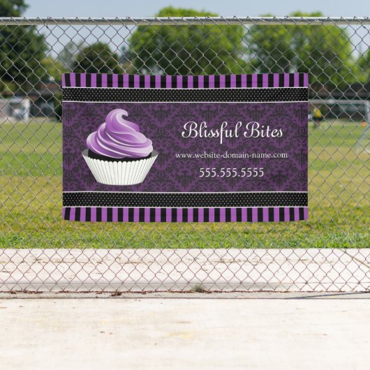 Elegant Damask Paars Cupcake Spandoek (Insitu)