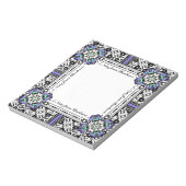 Elegant Damask Paars en Aqua Custom Name Notitieblok (Gedraaid)