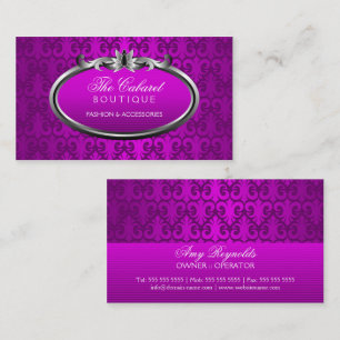 Elegant Damask Paars Silver Shimmer Visitekaartje