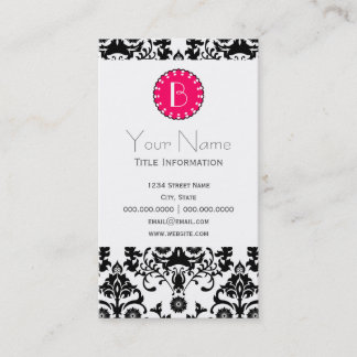 Elegant Damask Patroon met Monogram Visitekaartje