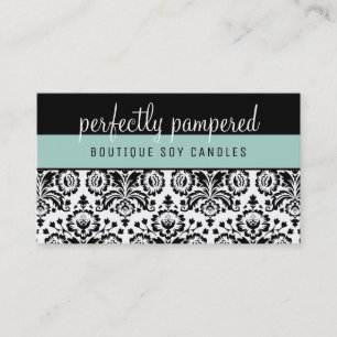  ELEGANT DAMASK patroon zwart mint groen Visitekaartje