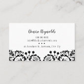 ELEGANT DAMASK patroontje goud zwart roze Visitekaartje (Achterkant)