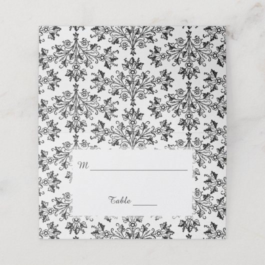 Elegant Damask Pattern Folded Table Cards (Buitenkant ongevouwen)