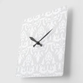 Elegant Damask Pattern Gray White Feminine Vierkante Klok (Hoek)