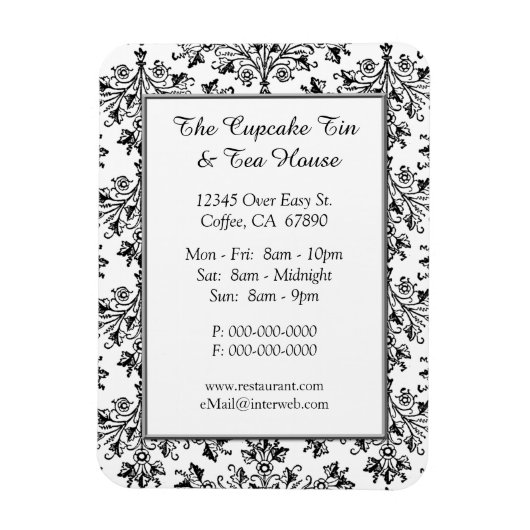 Elegant Damask Pattern Restaurant Custom Magnet Magneet (Verticaal)